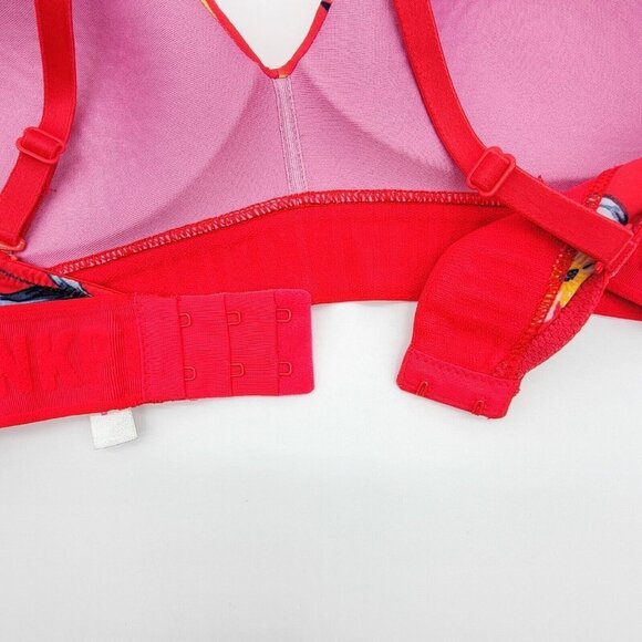 Pink Victorias Secret Wear Everywhere Wireless Lightly Lined Bra 32C Red Floral - Picture 4 of 14